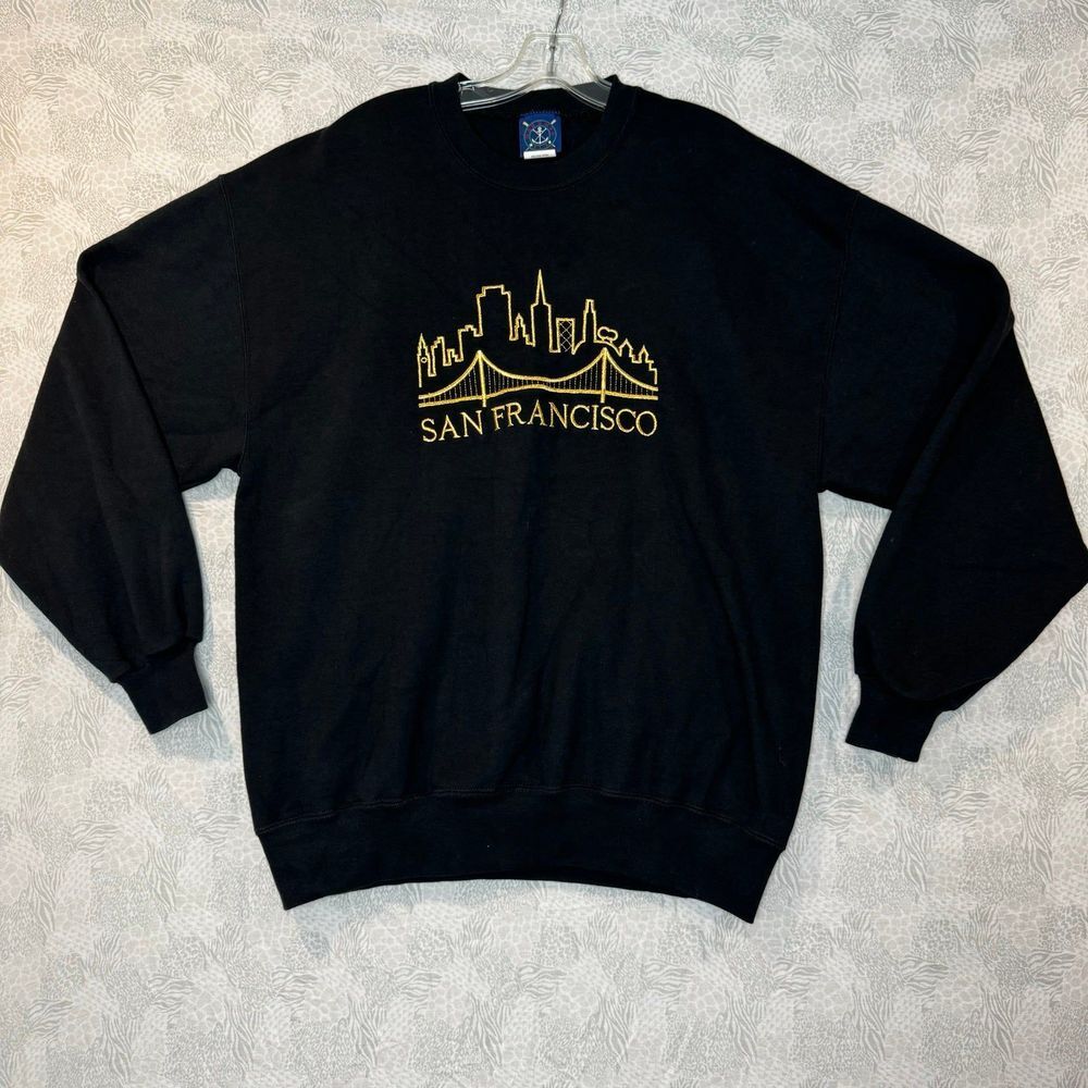 RARE Vtg 90s oarsman Big Logo gold embroidery San Francisco Sweatshirt, Size XL